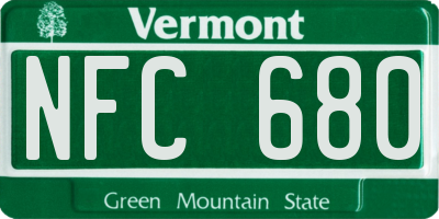 VT license plate NFC680