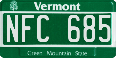 VT license plate NFC685
