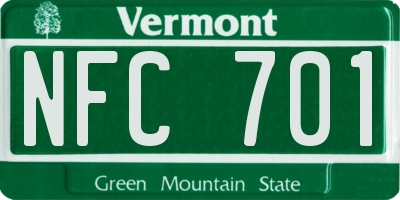 VT license plate NFC701