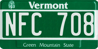 VT license plate NFC708