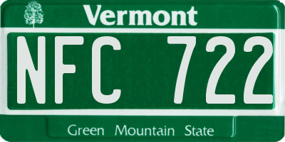 VT license plate NFC722