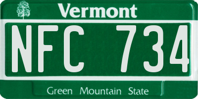 VT license plate NFC734