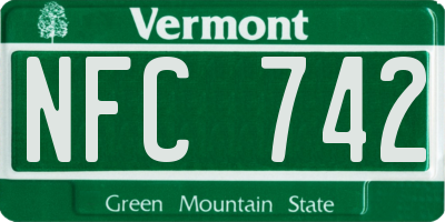 VT license plate NFC742