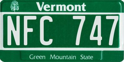 VT license plate NFC747