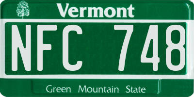 VT license plate NFC748