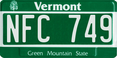 VT license plate NFC749