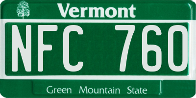 VT license plate NFC760