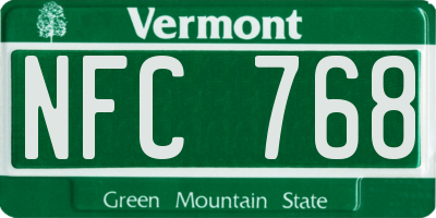 VT license plate NFC768