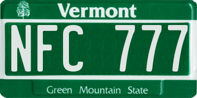 VT license plate NFC777
