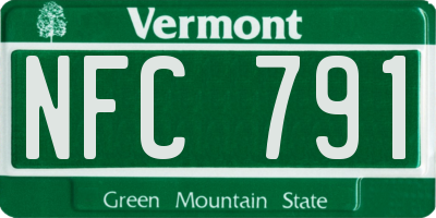 VT license plate NFC791
