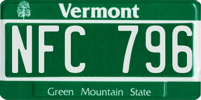 VT license plate NFC796