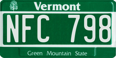 VT license plate NFC798