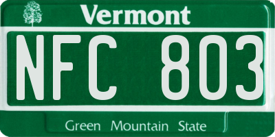 VT license plate NFC803