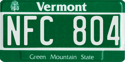 VT license plate NFC804