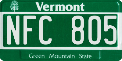 VT license plate NFC805