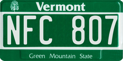 VT license plate NFC807