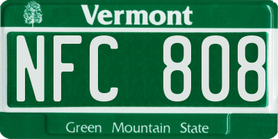 VT license plate NFC808