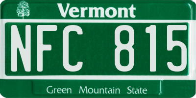 VT license plate NFC815