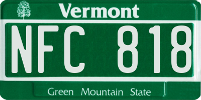 VT license plate NFC818