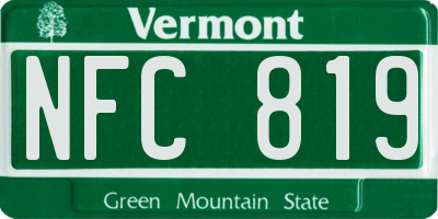 VT license plate NFC819