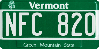 VT license plate NFC820