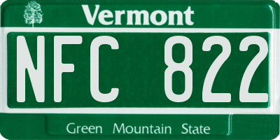 VT license plate NFC822