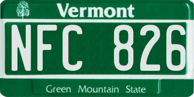 VT license plate NFC826