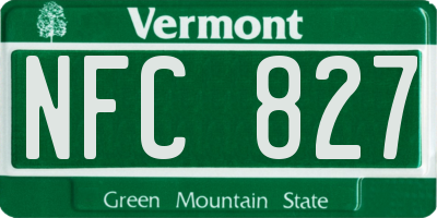 VT license plate NFC827