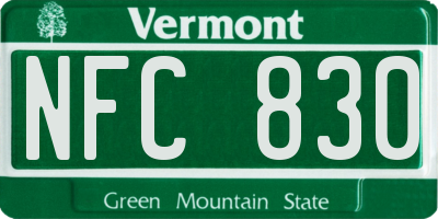 VT license plate NFC830