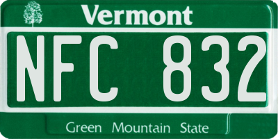 VT license plate NFC832