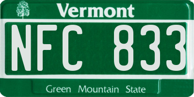 VT license plate NFC833