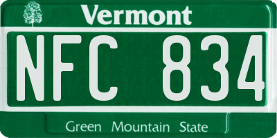VT license plate NFC834