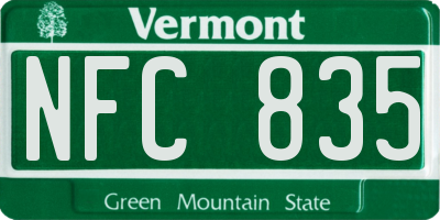 VT license plate NFC835