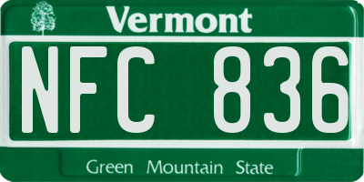 VT license plate NFC836