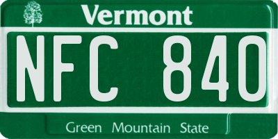 VT license plate NFC840