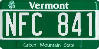 VT license plate NFC841