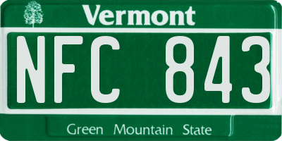 VT license plate NFC843