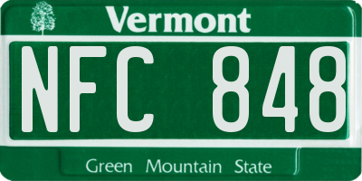 VT license plate NFC848