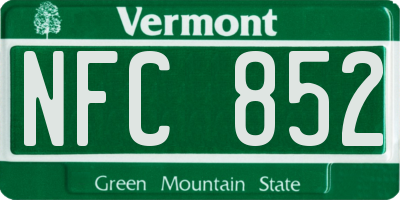 VT license plate NFC852