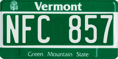 VT license plate NFC857