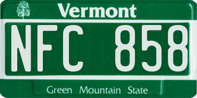 VT license plate NFC858