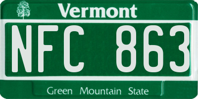 VT license plate NFC863