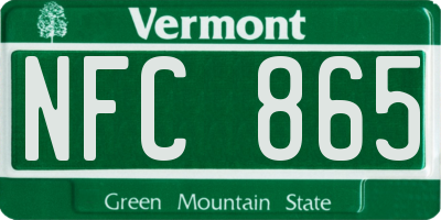 VT license plate NFC865