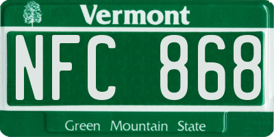 VT license plate NFC868