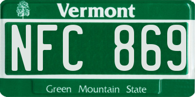 VT license plate NFC869