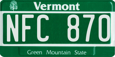 VT license plate NFC870