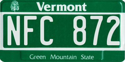 VT license plate NFC872