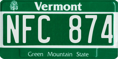 VT license plate NFC874