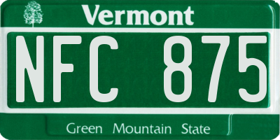 VT license plate NFC875
