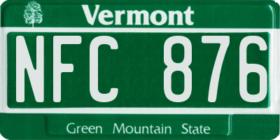 VT license plate NFC876
